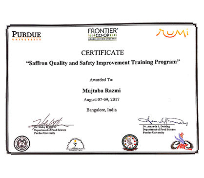 Saffron quality and food safety training credential